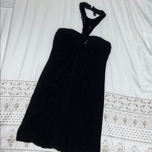 Black dress with beaded collar